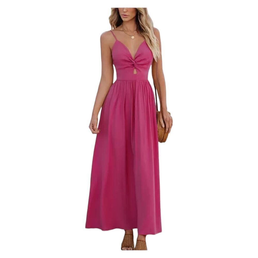 CUPSHE Fuscia Front Twist Keyhole Summer Beach Sleeveless Maxi S New